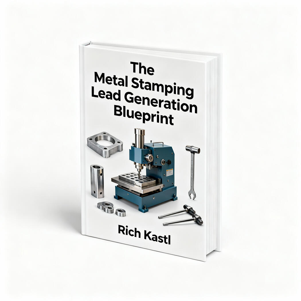 Image of a book entitled "The Metal Stamping Lead Generation Blueprint" by Rich Kastl